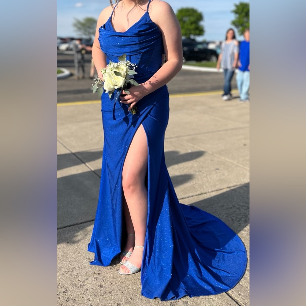 Ellie Wilde royal blue prom dress 
Size 10
Never altered